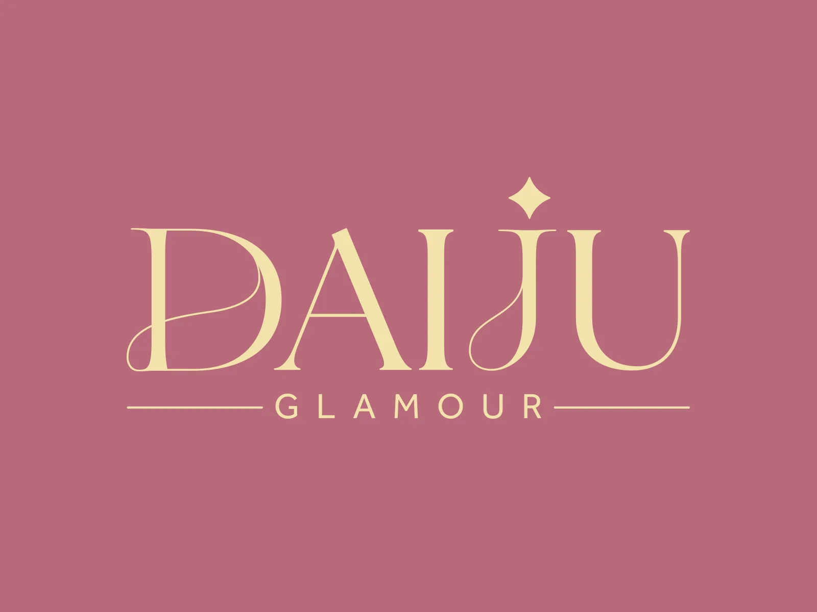 Marca Daiju Glamour em dourado claro sobre fundo rosa