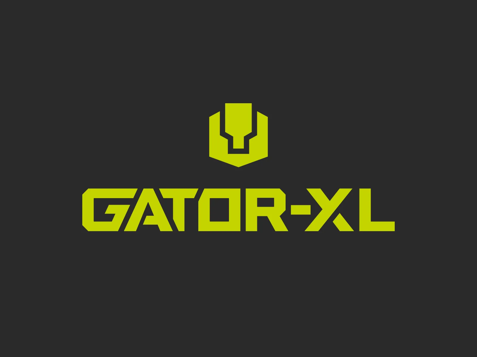 Marca Gator-XL em verde-limão sobre fundo grafite