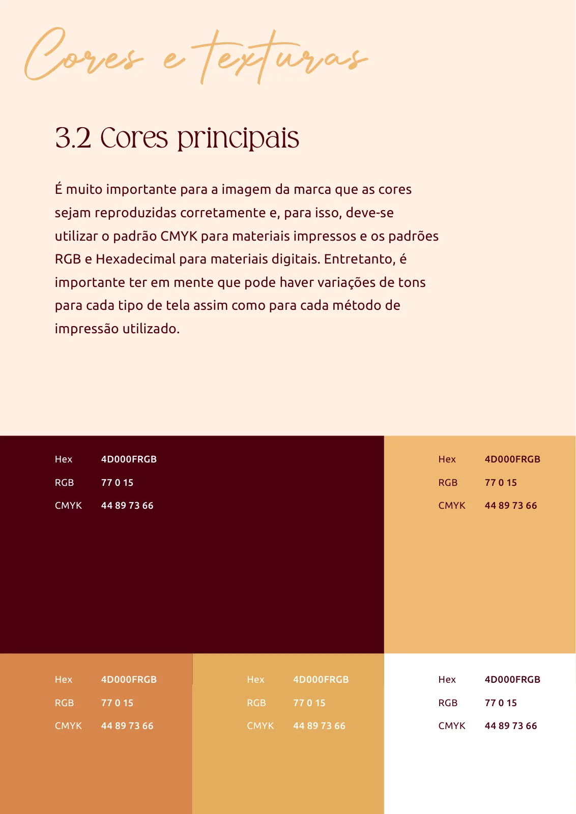 Manual de identidade visual da Ju Casoni Beauty: as cores principais