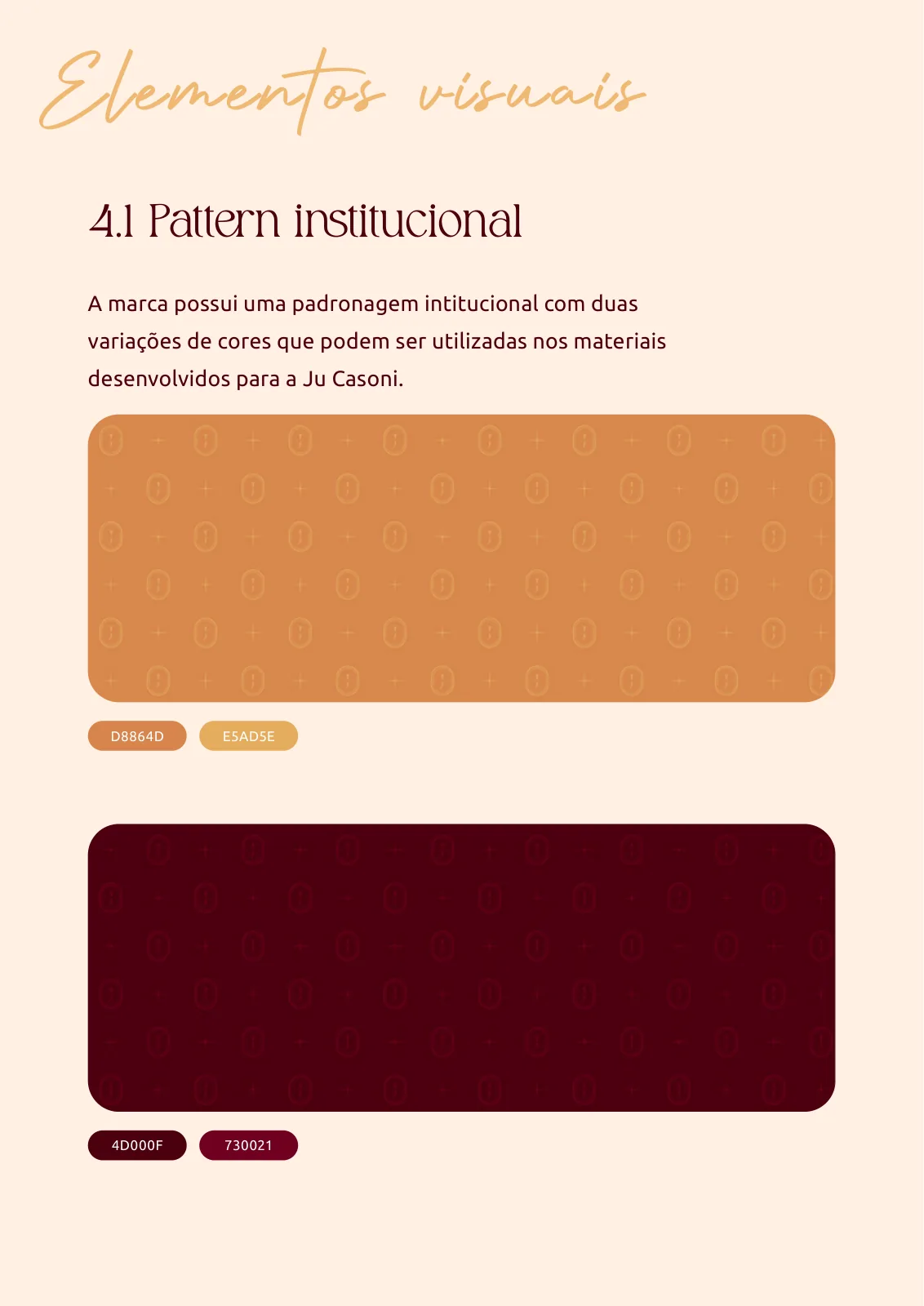 Manual de identidade visual da Ju Casoni Beauty: a padronagem institucional