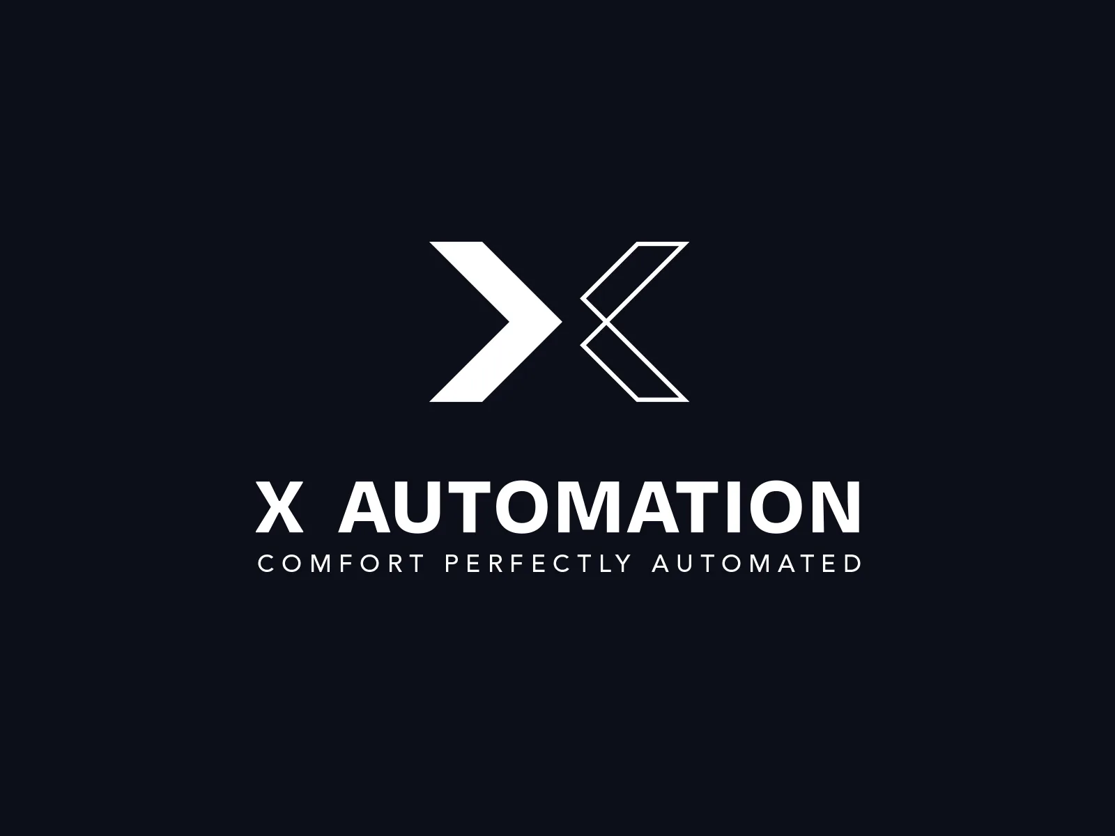 Marca X Automation em branco sobre fundo preto-azulado