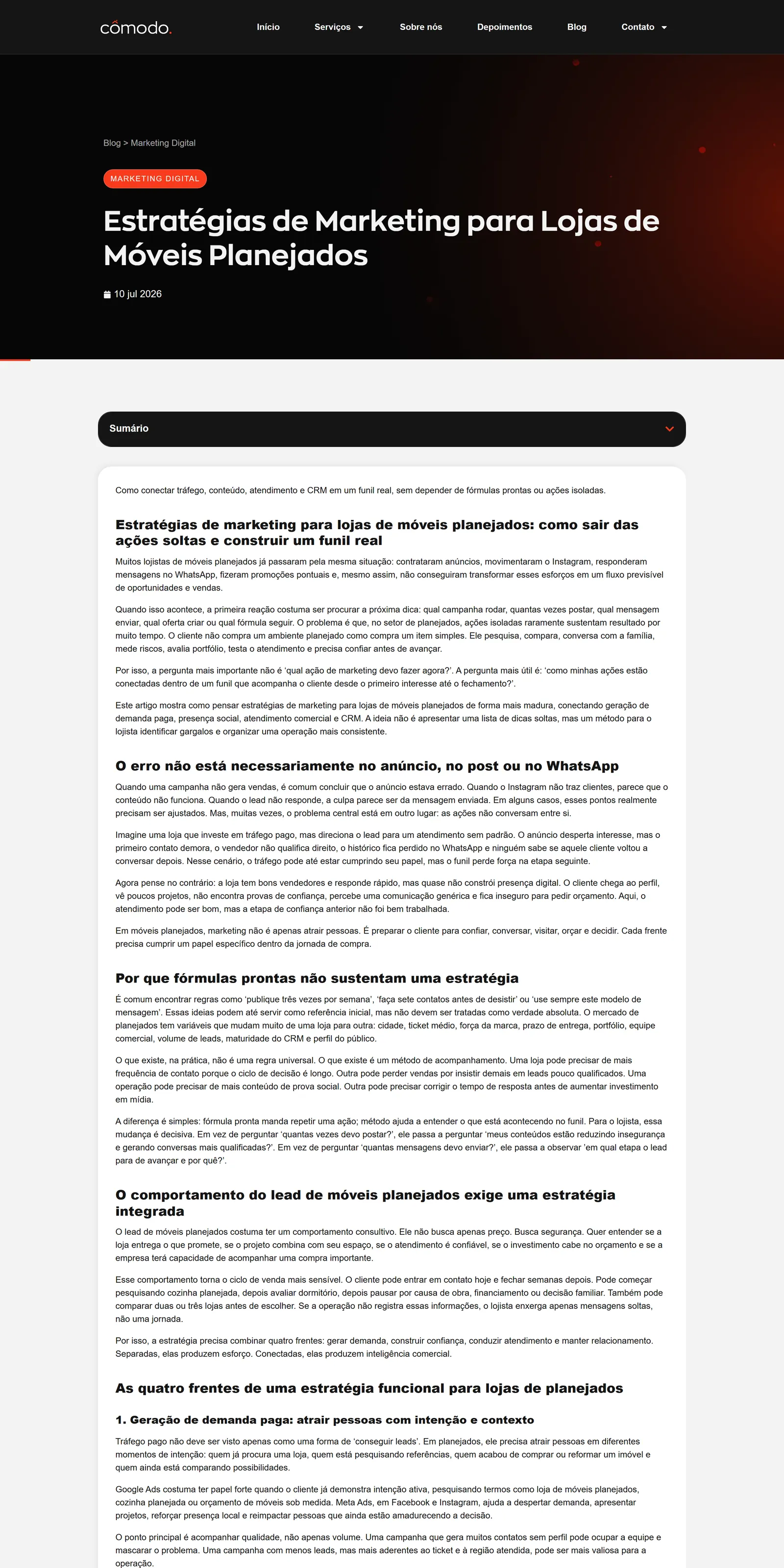Artigo da Cômodo no computador: estratégias de marketing para lojas de móveis planejados
