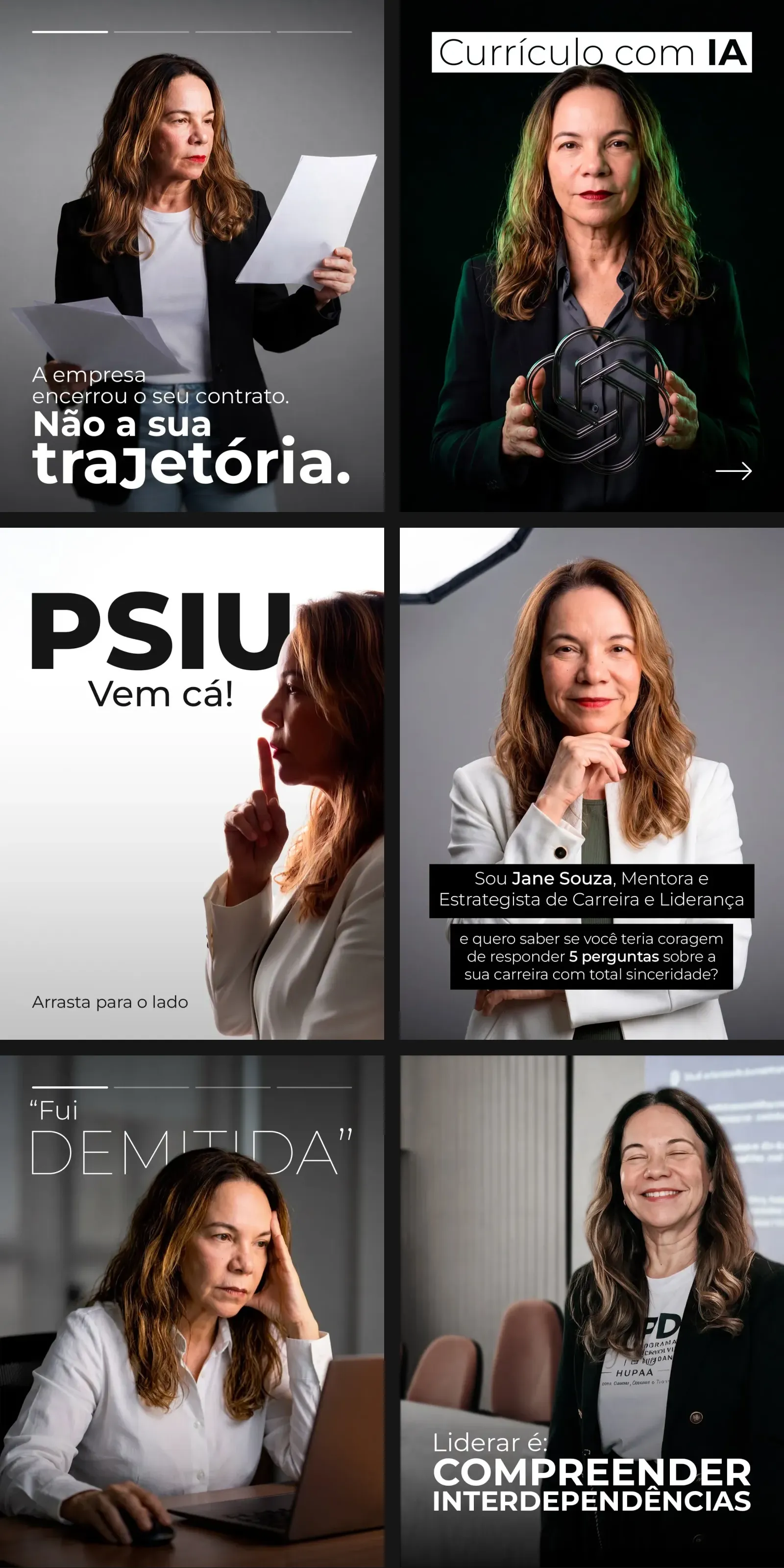 Posts criados pela Grafando para o Instagram de Jane Souza