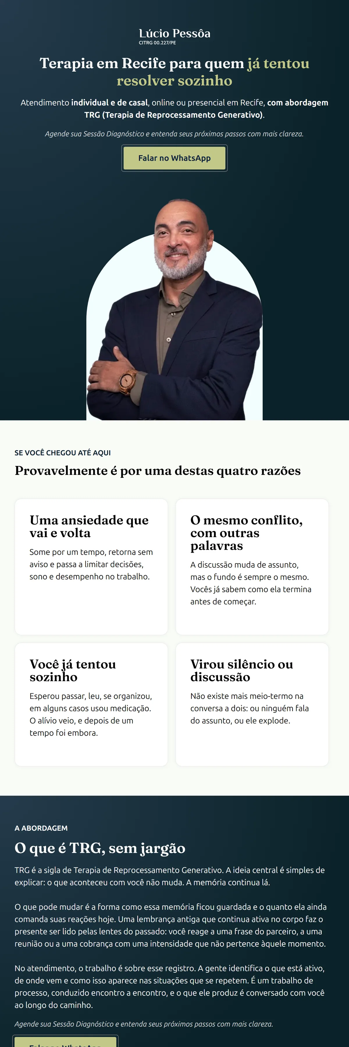 A mesma landing page de campanha num tablet, com os blocos em duas colunas